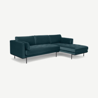 An Image of Harlow, Right Hand Facing Chaise End, Coastal Blue Velvet