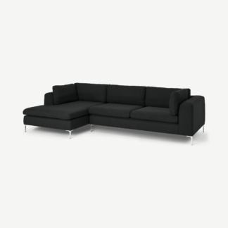 An Image of Monterosso Left Hand Facing Chaise End Sofa, Midnight Black Weave