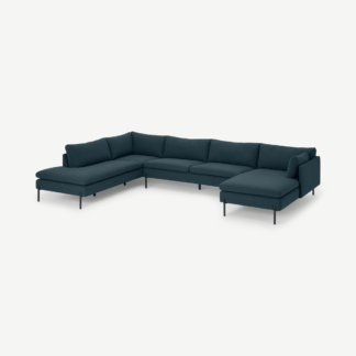 An Image of Zarina Left Hand Facing Corner Sofa, Aegean Blue