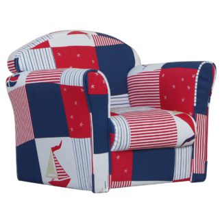 An Image of Children's Blue Patchwork Mini Armchair