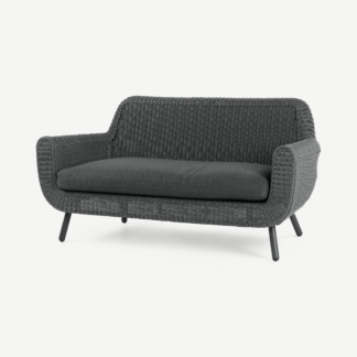 An Image of Jonah Garden 2 Seater Sofa, Dark Grey Poly Rattan