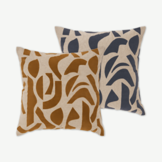 An Image of Lafant Set of 2 Flocked Cushions, 50 x 50cm, Multi