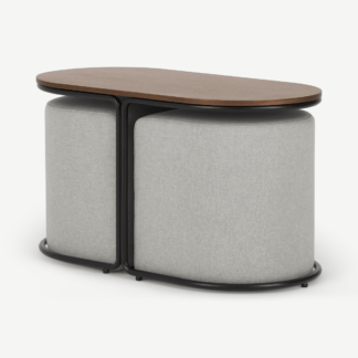 An Image of Marade Table + Ottoman Set, Hail Grey