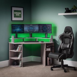 An Image of Orbit Grey Oak Wooden Corner Gaming Desk