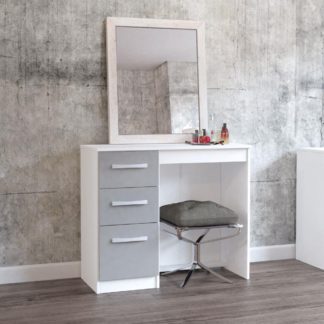 An Image of Lynx White and Grey 3 Drawer Dressing Table