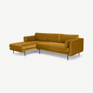 An Image of Harlow Left Hand Facing Chaise End Sofa, Vintage Mustard Velvet