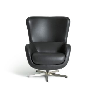 An Image of Habitat Porto PU Leather Swivel Chair - Black