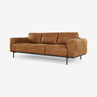 An Image of Jarrod 3 Seater Sofa, Outback Tan Leather