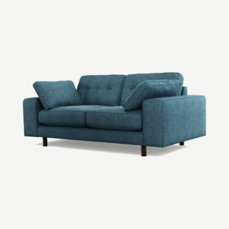 An Image of Content by Terence Conran Tobias, 2 Seater Sofa, Textured Weave Aegean Blue, Dark Wood Leg