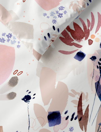 An Image of M&S Pure Cotton Watercolour Floral Bedding Set
