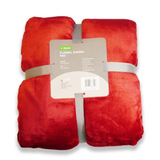 An Image of Fleece Sherpa Reverse Throw - Red - 130x180cm