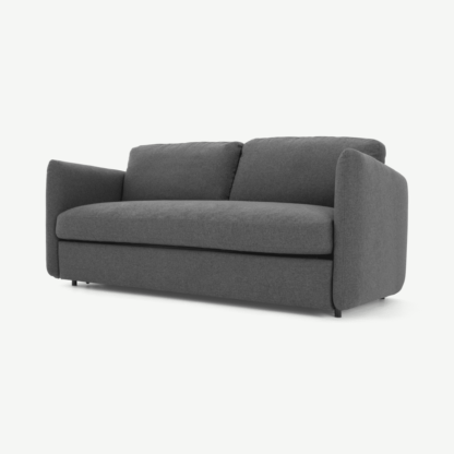 An Image of Fletcher 3 Seater Sofabed with Pocket Sprung Mattress, Marl Grey
