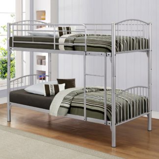 An Image of Corfu Silver Finish Metal Bunk Bed Frame - 3ft Single