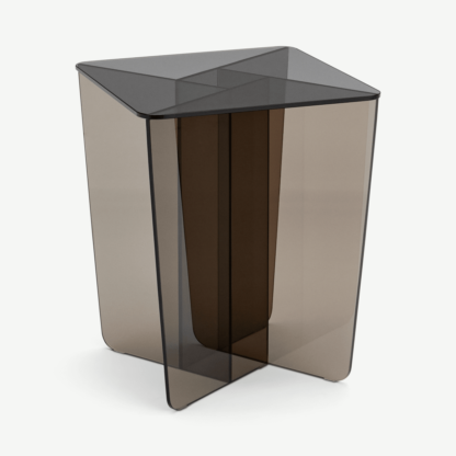 An Image of Oki Side Table, Smoked Grey & Amber Glass