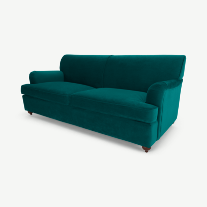 An Image of Orson 3 Seater Sofa Bed, Seafoam Blue Velvet