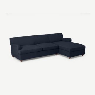 An Image of Orson Right Hand Facing Chaise End Sofa Bed, Dark Blue Weave