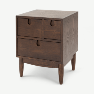 An Image of Penn Multi-Drawer Bedside Table, Dark Stain Ash