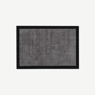 An Image of Jago Border Rug, Large 160 x 230cm, Dark Charcoal & Silver Grey