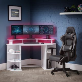 An Image of Orbit White Wooden Corner Gaming Desk