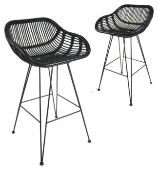 An Image of Bodan Pair of Metal Barstools - Black