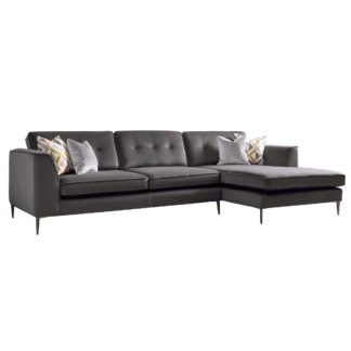An Image of Large Right Hand Facing Standard Back Chaise Sofa Plush Charcoal Grey - W310 x D100/160 x H86cm - Barker and Stonehouse