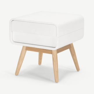 An Image of Esme Bedside Table, White & Ash