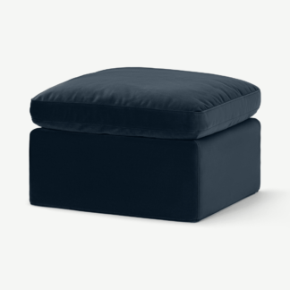 An Image of Samona Single Ottoman Sofa Bed, Dark Blue Recycled Velvet