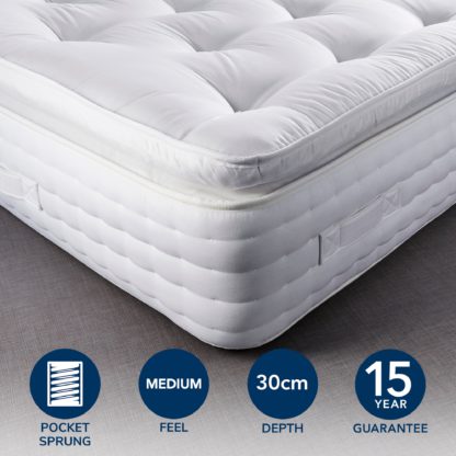 45c05c994fcde64312b6dcb1a11572b40a9733f72c0b390baaee6c46a838dcce.jpg An Image of Hotel Pillow Top 1500 Pocket Sprung Mattress White