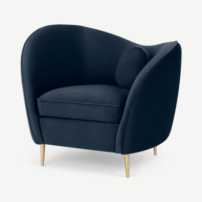 An Image of Kooper Accent Armchair, Sapphire Blue Velvet