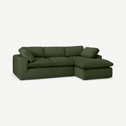 An Image of Samona Right Hand Facing Chaise End Sofa, Sage Corduroy Velvet