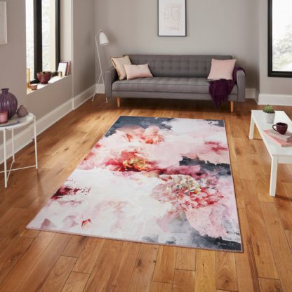 An Image of Michelle Collins Abstract Rose Crimson Rug Rose (Pink)