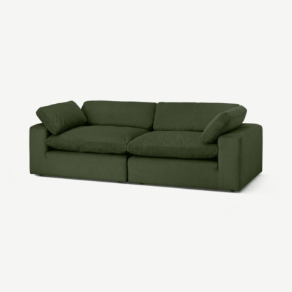An Image of Samona 3 Seater Sofa, Sage Corduroy Velvet