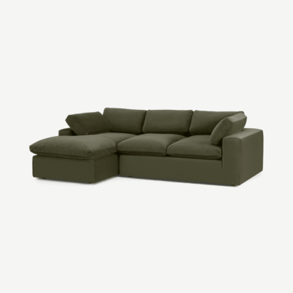 An Image of Samona Left Hand Facing Chaise End Sofa, Pistachio Green Velvet