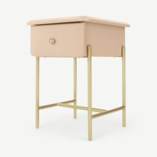 An Image of Maddie Bedside Table, Pink & Brass