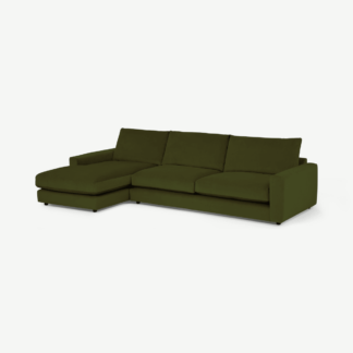 An Image of Arni Large Left Hand Facing Chaise End Sofa, Moss Recycled Velvet