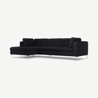 An Image of Monterosso Left Hand Facing Chaise End Sofa, Elite Slate with Chrome Leg