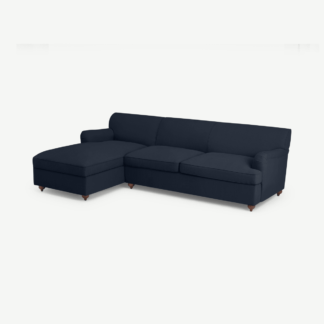 An Image of Orson Left Hand Facing Chaise End Sofa Bed, Dark Blue Weave