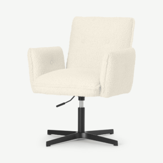 An Image of Denham Office Chair, Faux Sheepskin with Black Legs