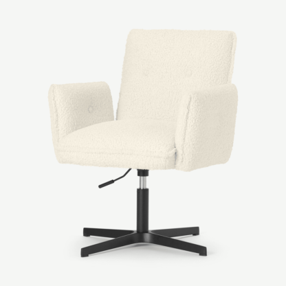An Image of Denham Office Chair, Faux Sheepskin with Black Legs
