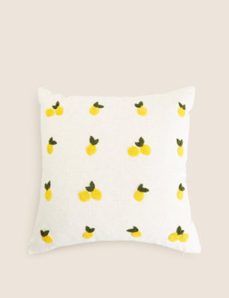 An Image of M&S Pure Cotton Lemon Tufted Cushion