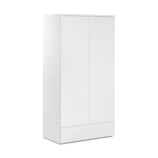 An Image of Monaco White Wooden High Gloss Combination Wardrobe