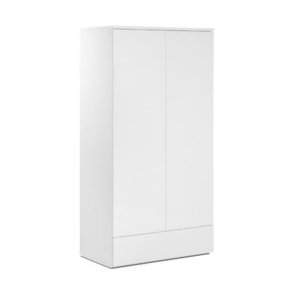 4a4a962ef7224fc0fe590d2398eac75946ee2d654a3bdc76a6cc5753a7b5161f.jpg An Image of Monaco White Wooden High Gloss Combination Wardrobe