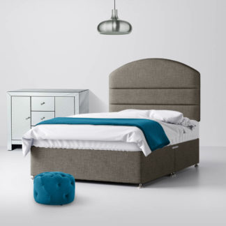 An Image of Dudley Lined Slate Grey Fabric 2 Drawer Same Side Divan Bed - 6ft Super King Size