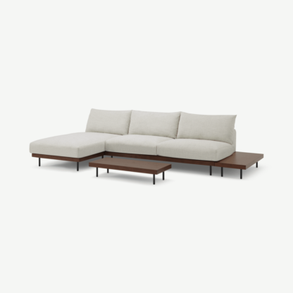 An Image of Zita Modular Chaise End Corner Sofa with 2 Side Tables, Kyoto Oyster