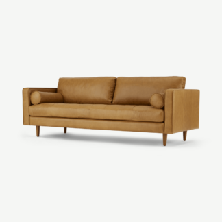 An Image of Scott 3 Seater Sofa, Charm Tan Premium Leather