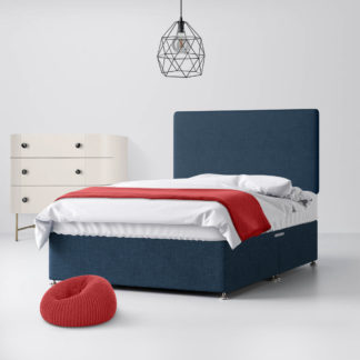 An Image of Cornell Plain Midnight Blue Fabric Ottoman Divan Bed - 6ft Super King Size