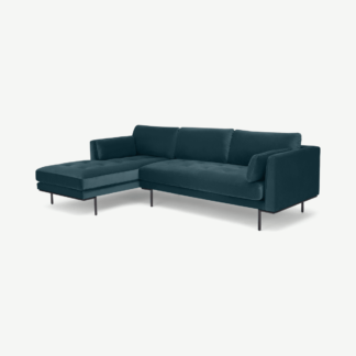 An Image of Harlow, Left Hand Facing Chaise End, Coastal Blue Velvet