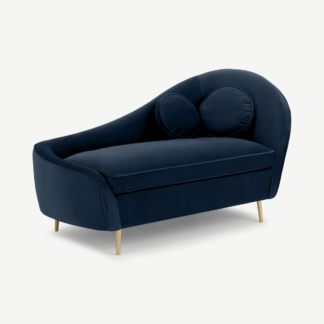 An Image of Kooper Left Hand Facing Chaise Longue, Ocean Blue Velvet