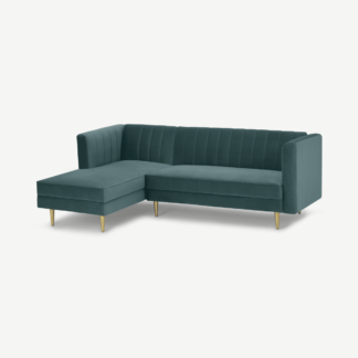 An Image of Amicie Left Hand Facing Chaise End Click Clack Sofa Bed, Marine Green Velvet
