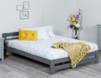 An Image of Xiamen Grey Wooden Bed Frame Only - 4ft6 Double